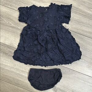 Janie and Jack Navy Floral Baby Dress with Bloomers